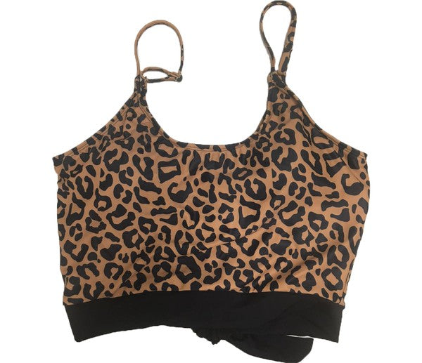(Leopard) Antigua Reversible Knotted Button Back Bikini Tankini TOP