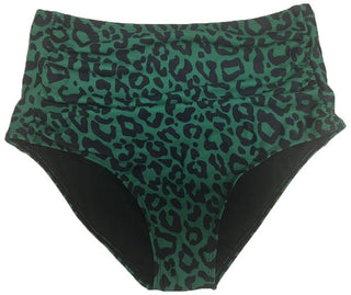 Turks Green Leopard Mid High Rise Ruched Tankini Bikini BOTTOM