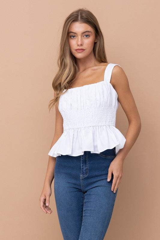 (More colors) Undivided Attention Sleeveless Peplum Top