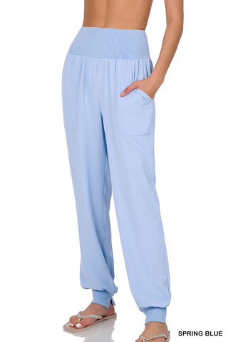 Times are Changing Woven Lightweight Spring Blue Jogger Pants