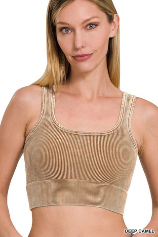 Only the Truth Ribbed Washed Square Neck Cropped Tank