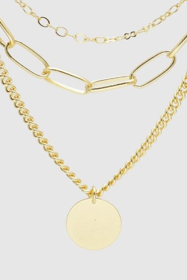 (More colors) The Aspen 3 Layer Disc Necklace