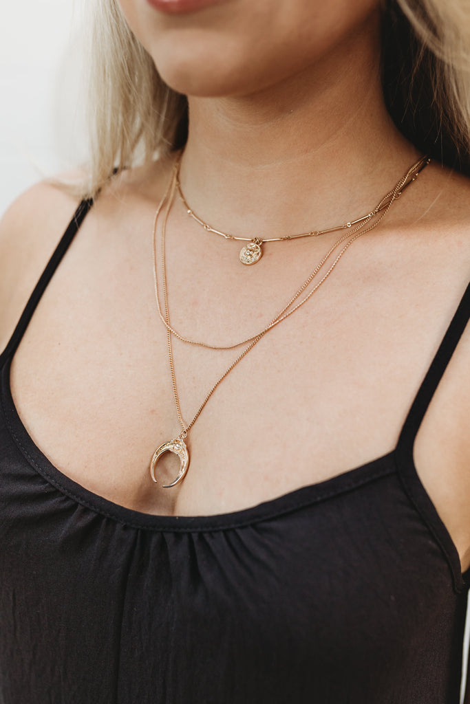 Crescent 3 Layer Necklace