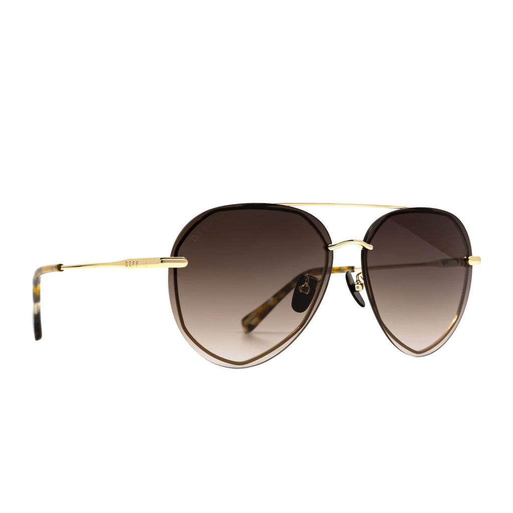 DIFF Eyewear Lenox Sunglasses (Brown Gradient/Gold/Tortoise)