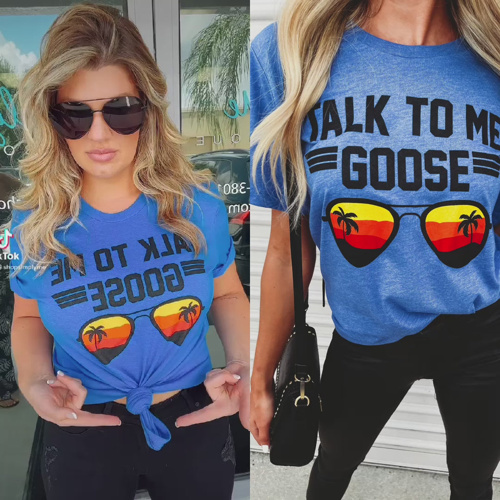 Talk to Me Goose Heathered Royal Blue Graphic Tee