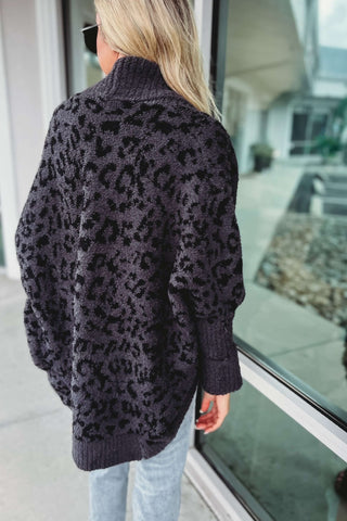 *Charcoal Not a Moment Too Soon Leopard Cardigan - Simply Me Boutique