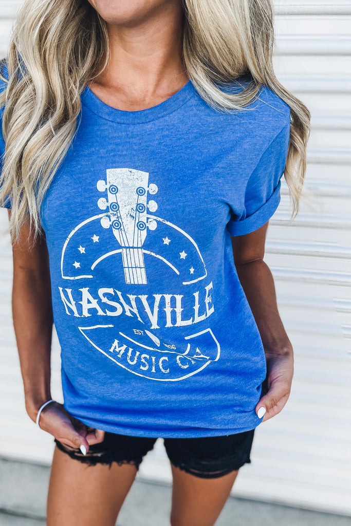 Nashville Music City Royal Blue Graphic Tee