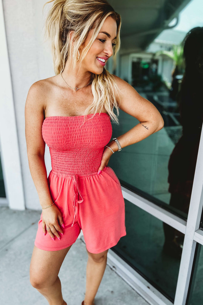 (More colors) Close My Eyes Smocked Tube Romper