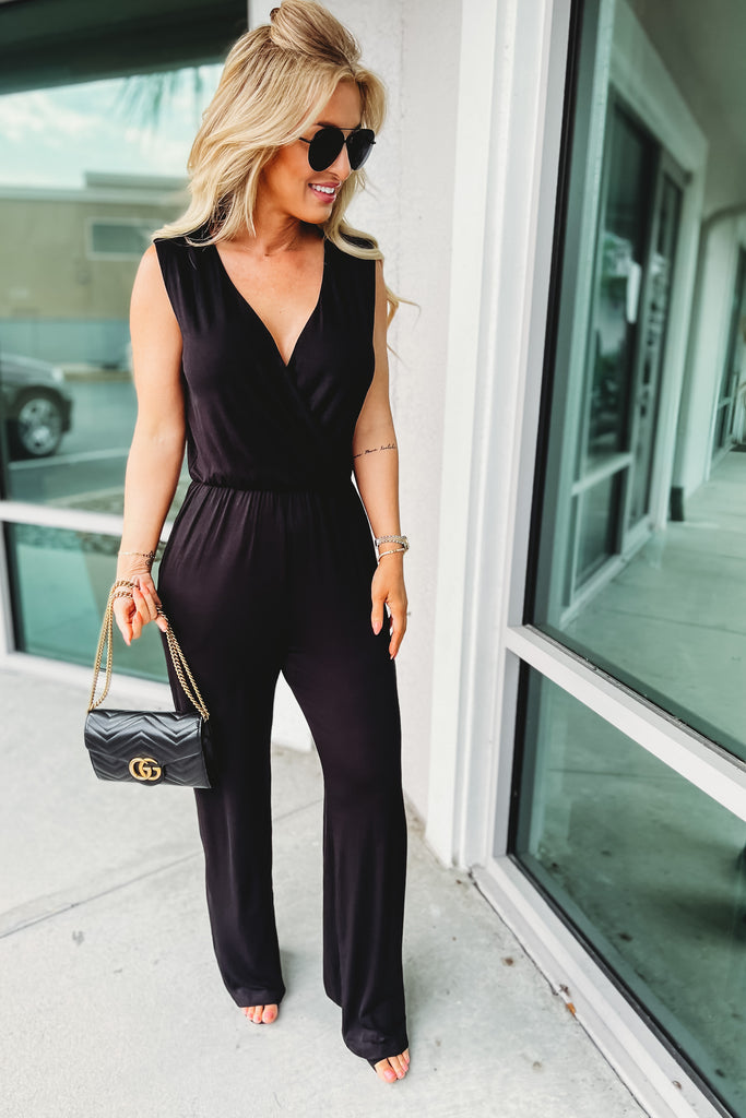 Live and Learn Crossover Black Jumpsuit