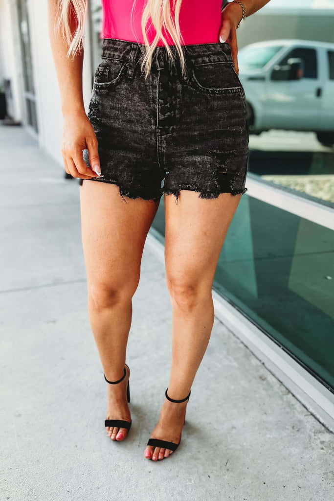 (More colors) The Quinn Button Fly High Rise Denim Shorts