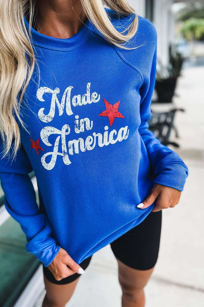 Vintage Made in America Royal Blue Graphic Sweatshirt