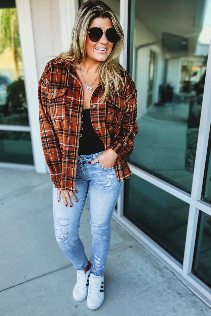 Good Day Rust Plaid Shacket