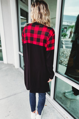 Forever After All Buffalo Plaid Detail Cardigan