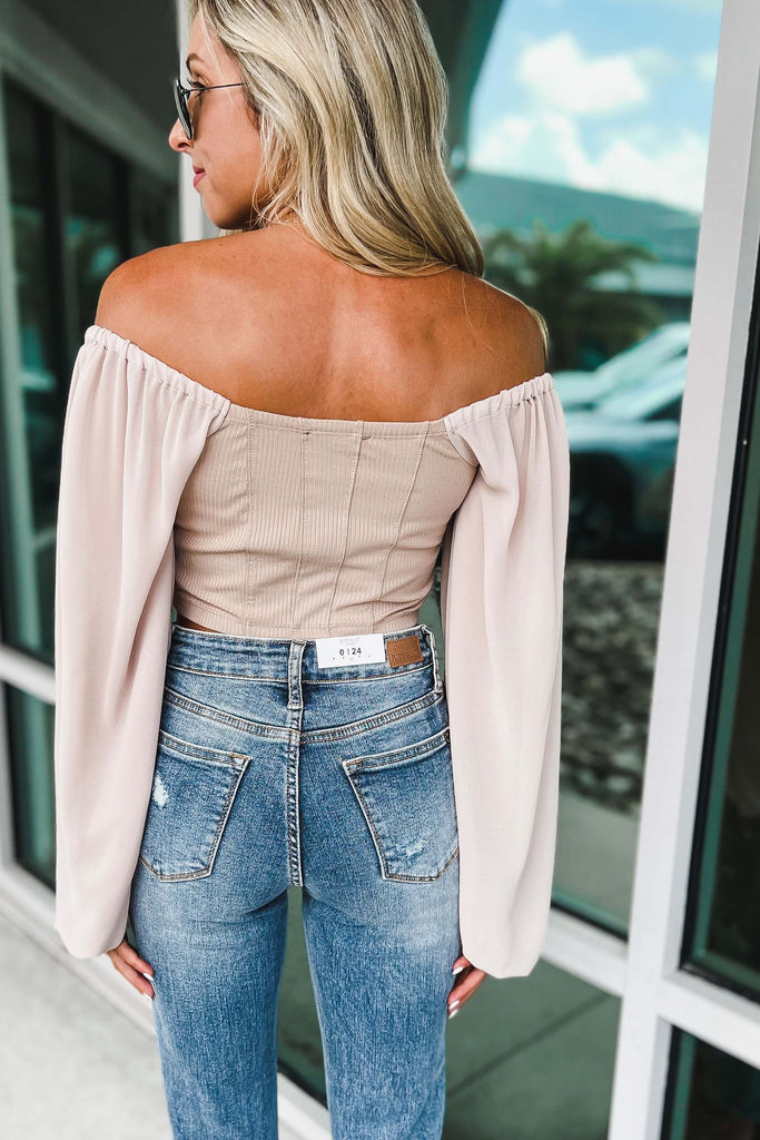 (More colors) Feeling this Way Cropped Knit Balloon Sleeve Top