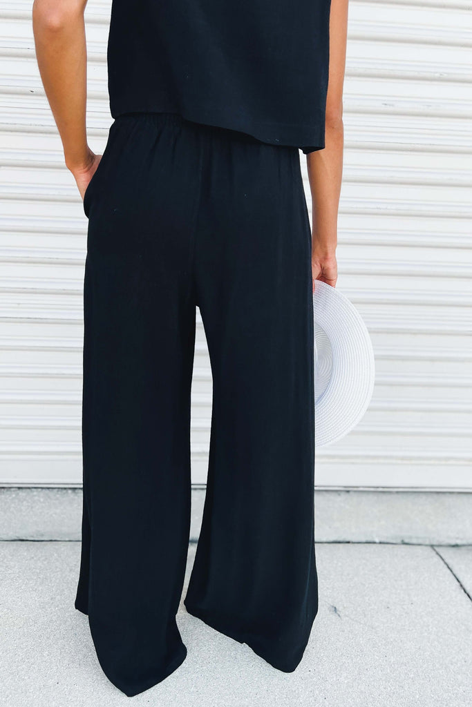 (More colors) Call it a Day Smocked Waist Wide Leg Linen Pants