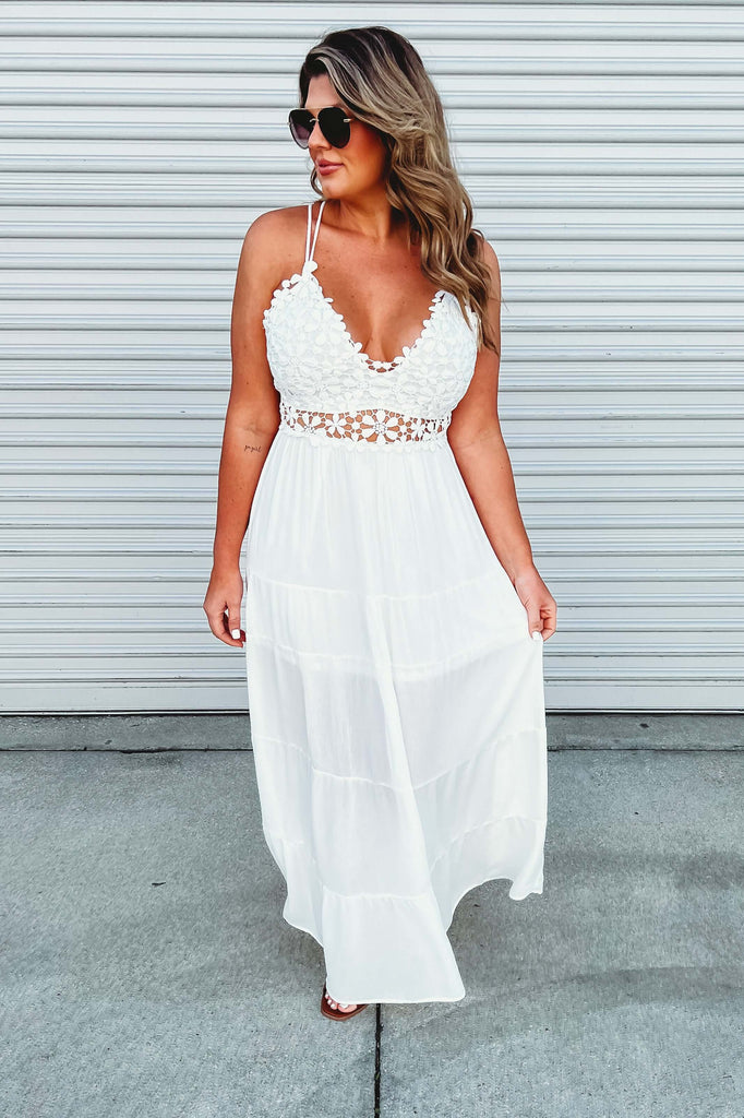 Picture Perfect Crochet White Bralette Dress