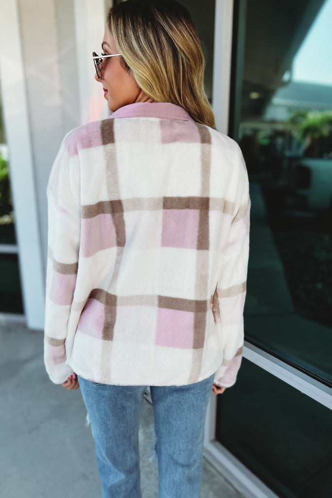 Here to Stay Soft Mauve Plaid Pullover