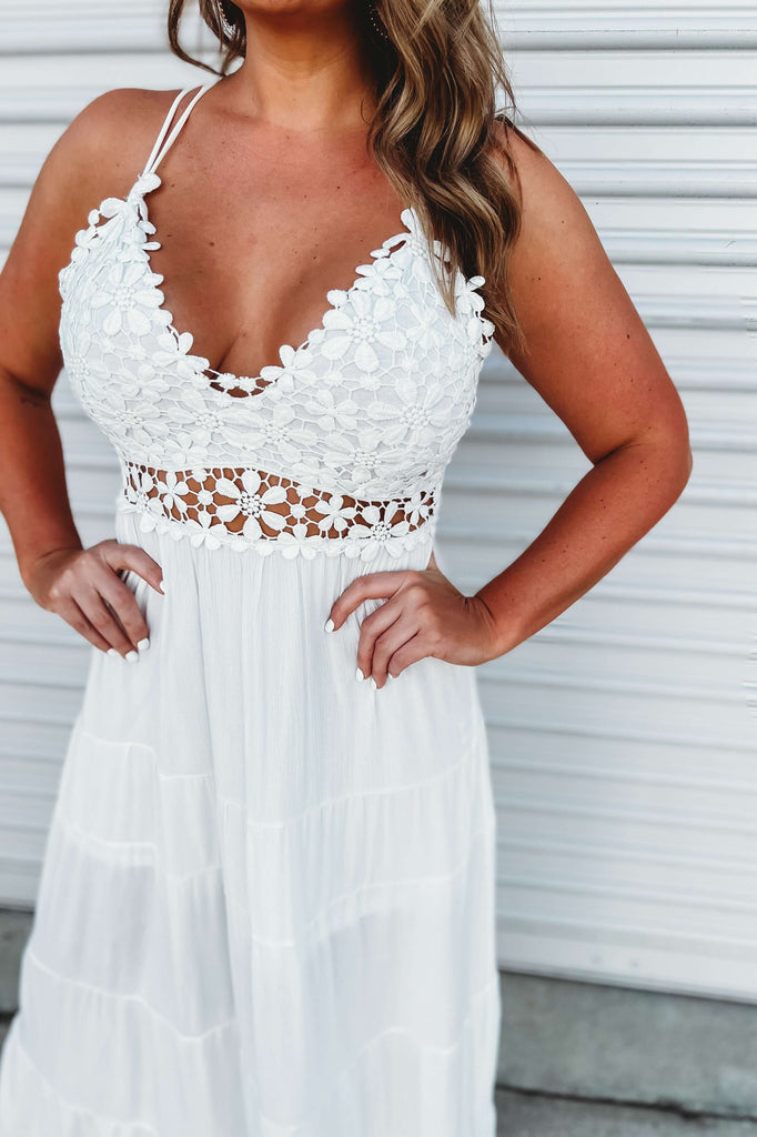 Picture Perfect Crochet White Bralette Dress