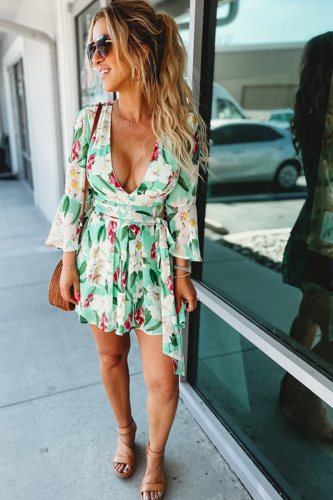 Good Times Floral Bell Sleeve Chiffon Romper
