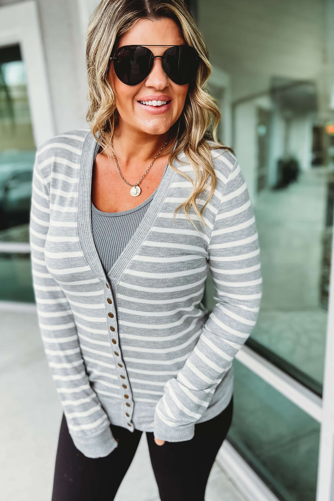 (More colors) Now I Remember Striped Snap Cardigan