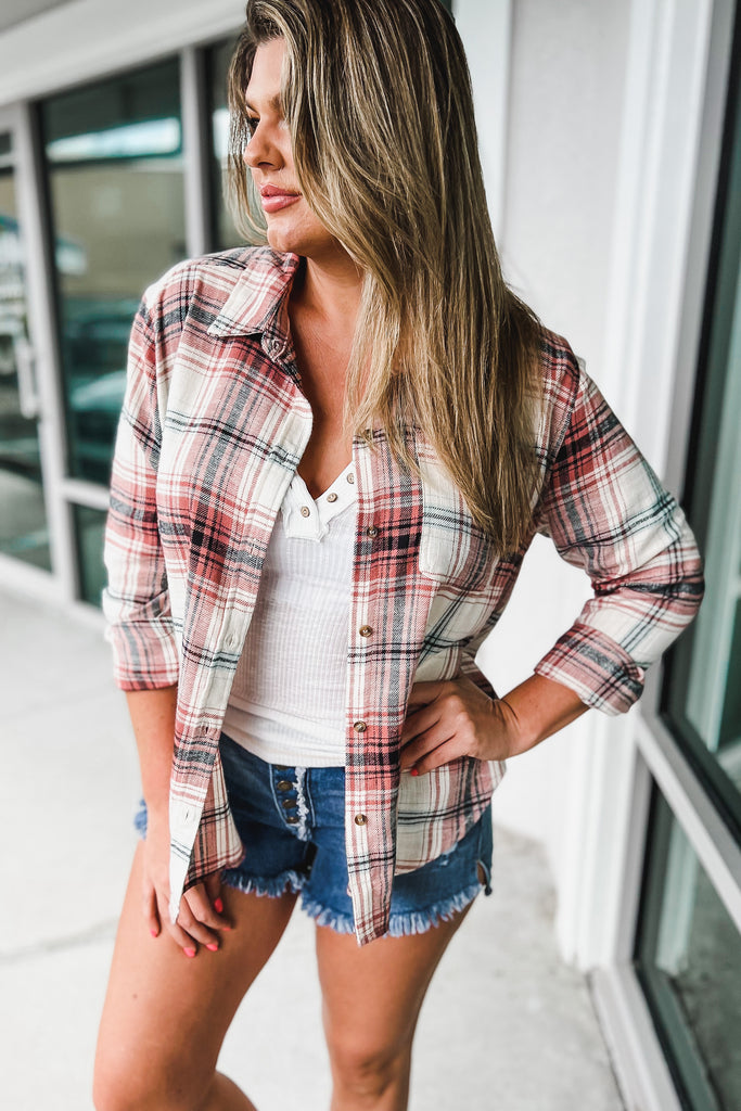 (More colors) Better Than Basic Plaid Button Up Flannel Top