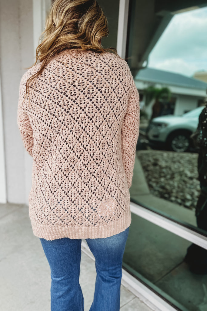 Better Days Taupe Open Knit Cardigan