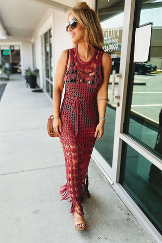 Easy Breezy Crochet Cover Up Maxi Dress