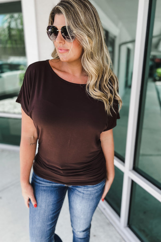 (More colors) All the While Short Sleeve Boat Neck Top