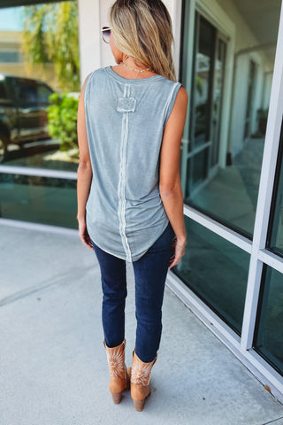 (More colors) Ashby Mineral Washed Raw Hem Top