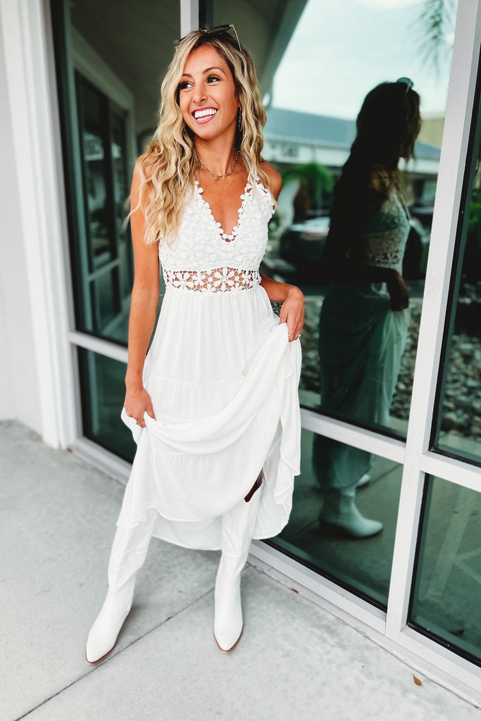 Picture Perfect Crochet White Bralette Dress