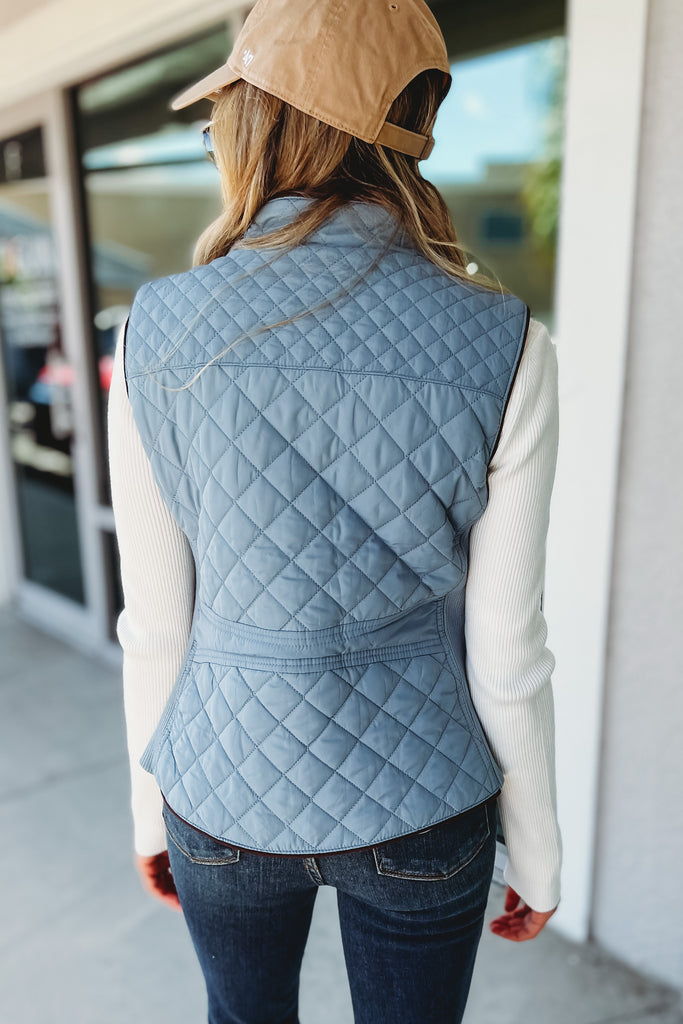 College Prep Quilted Vest (Dusty Blue)