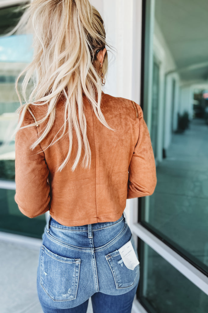 On the Town Suede Cropped Moto Jacket (More colors)