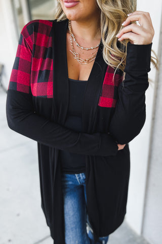 Forever After All Buffalo Plaid Detail Cardigan