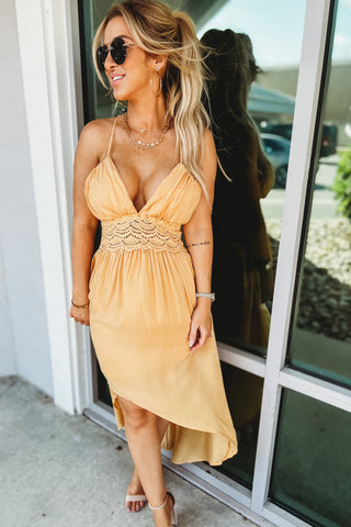 Confident Vibes Plunging Lace High Low Dress