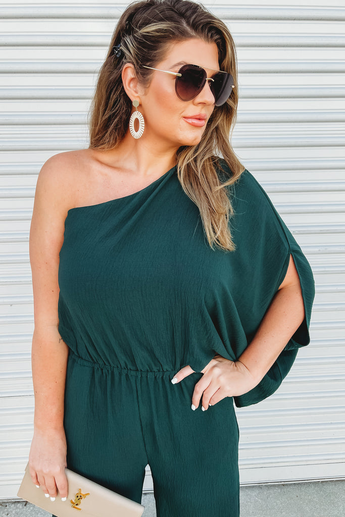 (More colors) Holiday Vibes One Shoulder Jumpsuit