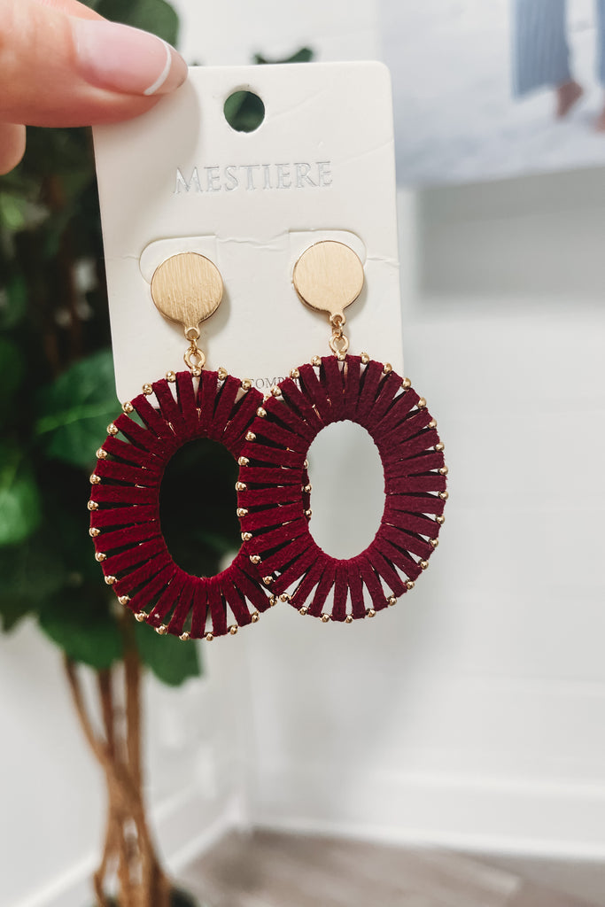 (More colors) Oval Threaded Drop Earrings