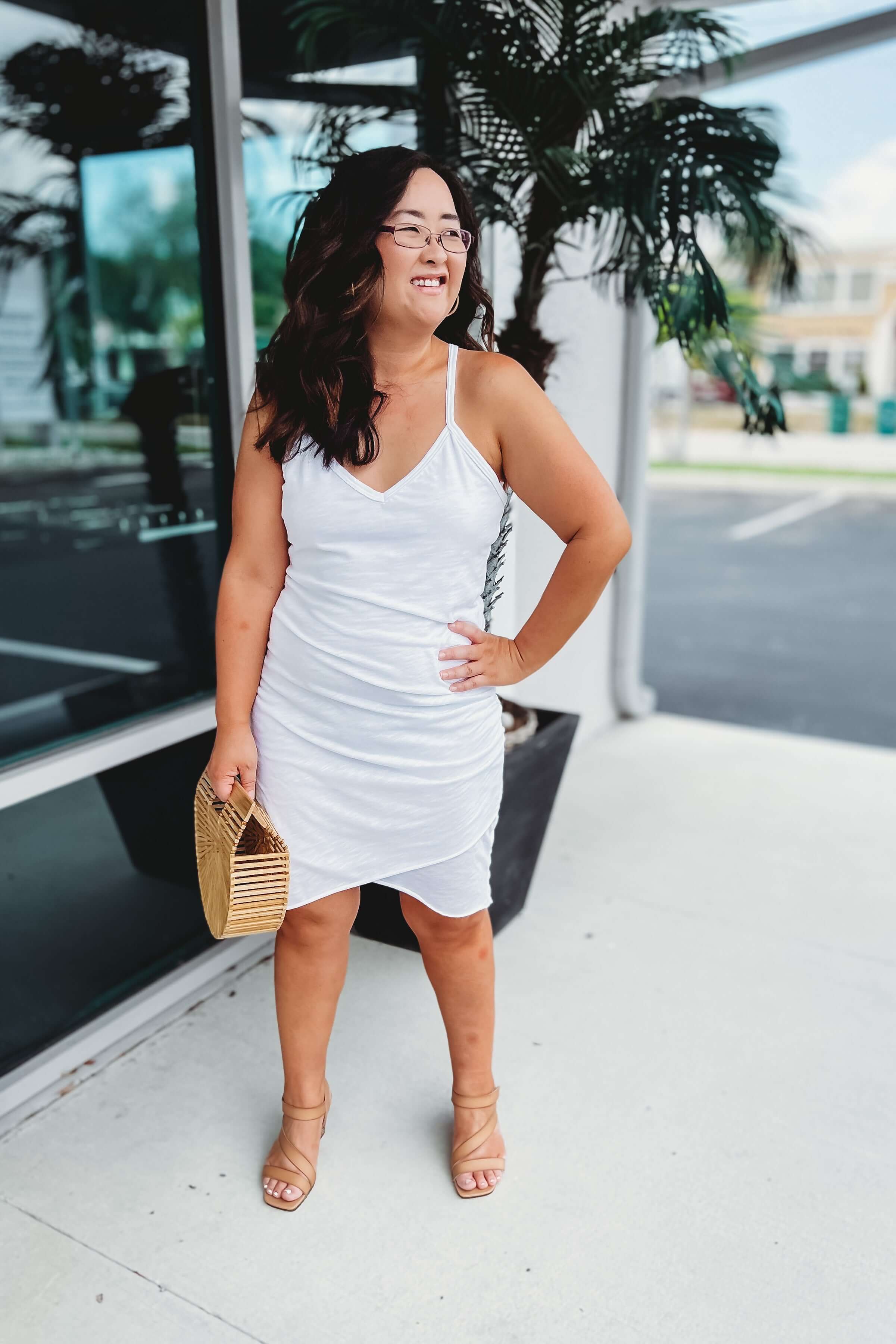 White ruched tank outlet dress