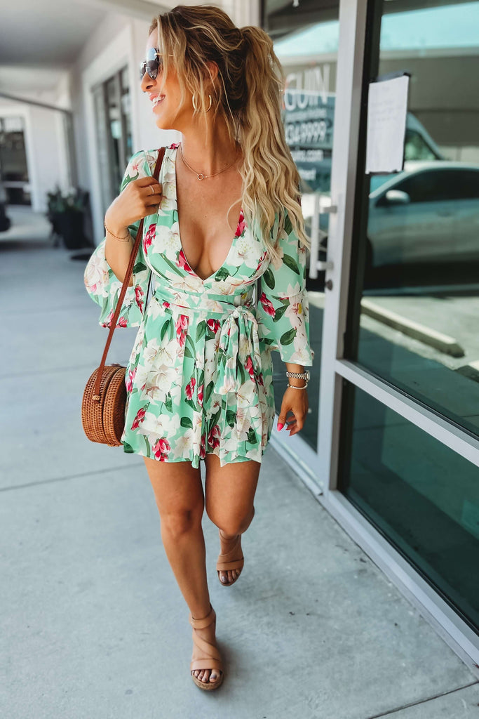 Good Times Floral Bell Sleeve Chiffon Romper
