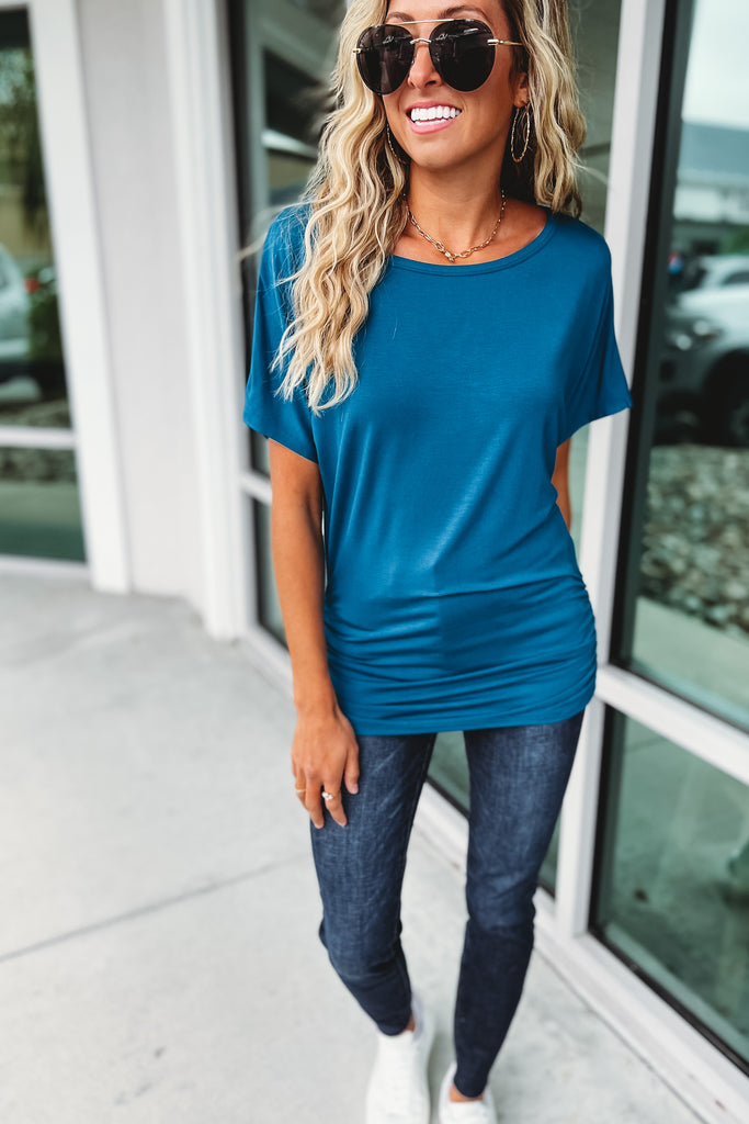 (More colors) All the While Short Sleeve Boat Neck Top