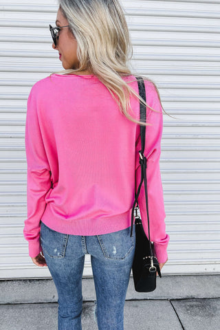 Stay in the Moment Skimmer Length Sweater (Strawberry Pink)