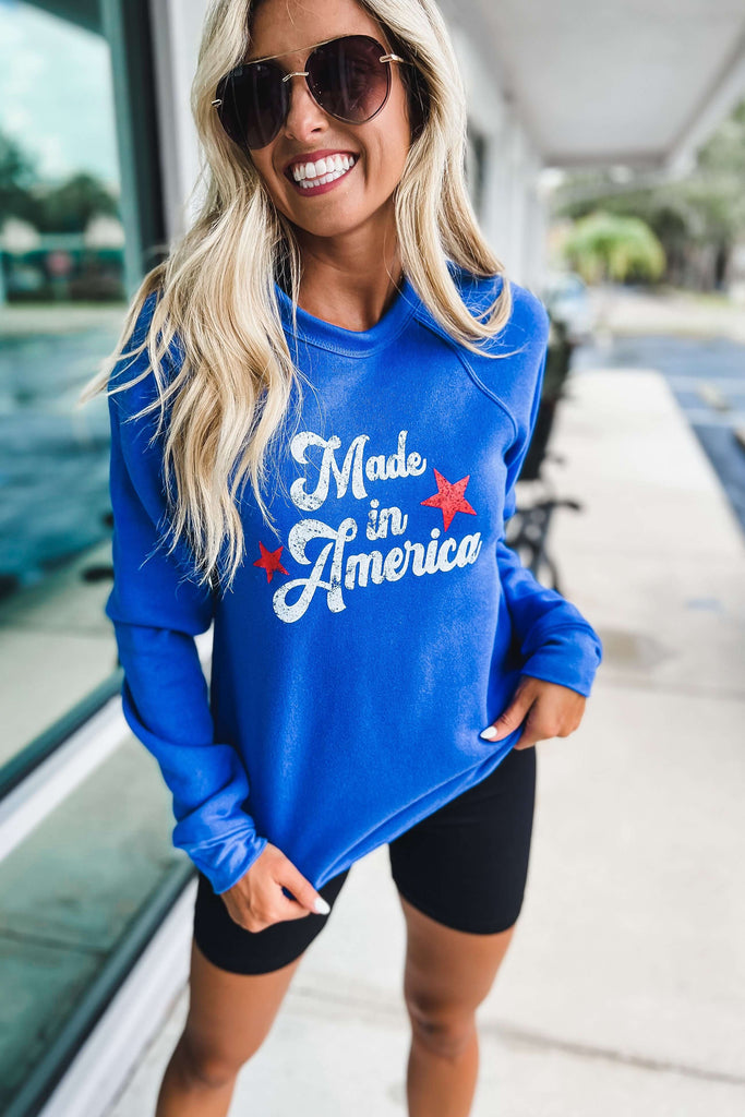 Vintage Made in America Royal Blue Graphic Sweatshirt