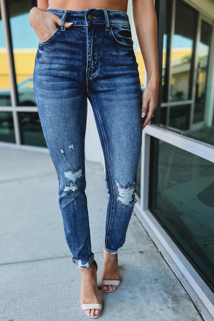 Taylor High Rise Distressed Cuffed Jeans
