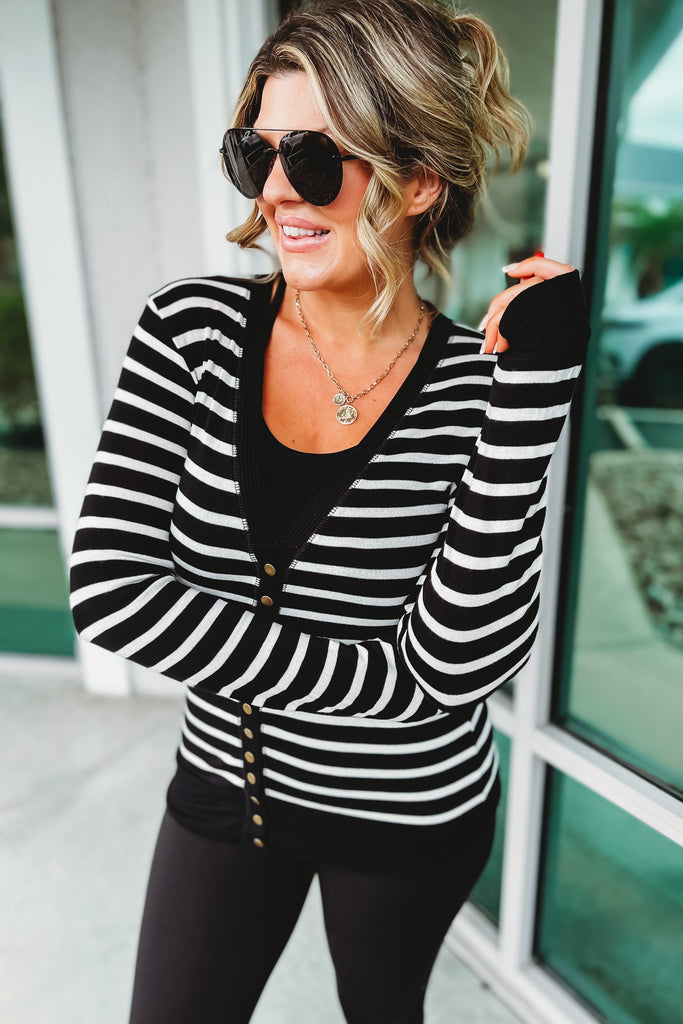 (More colors) Now I Remember Striped Snap Cardigan