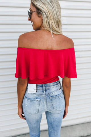 (More colors) Promise Me the World Ruffle Off Shoulder Bodysuit