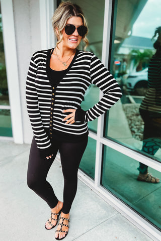 (More colors) Now I Remember Striped Snap Cardigan