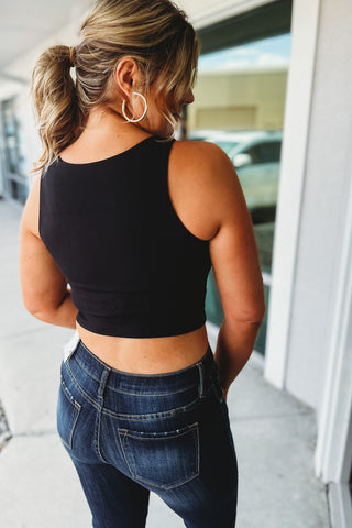 In the Zone Ribbed Square Neck Cropped Tank