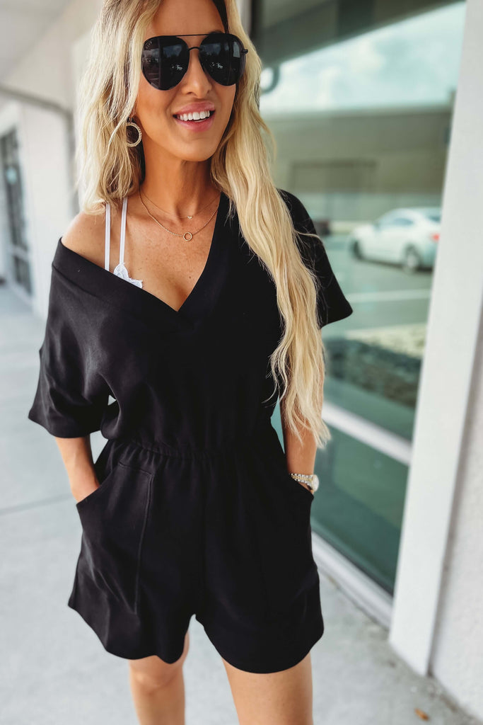 (More colors) I'll Be Fine V Neck Romper