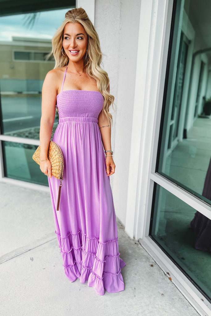 (More colors) Tell Me Something Halter Ruffled Maxi Dress