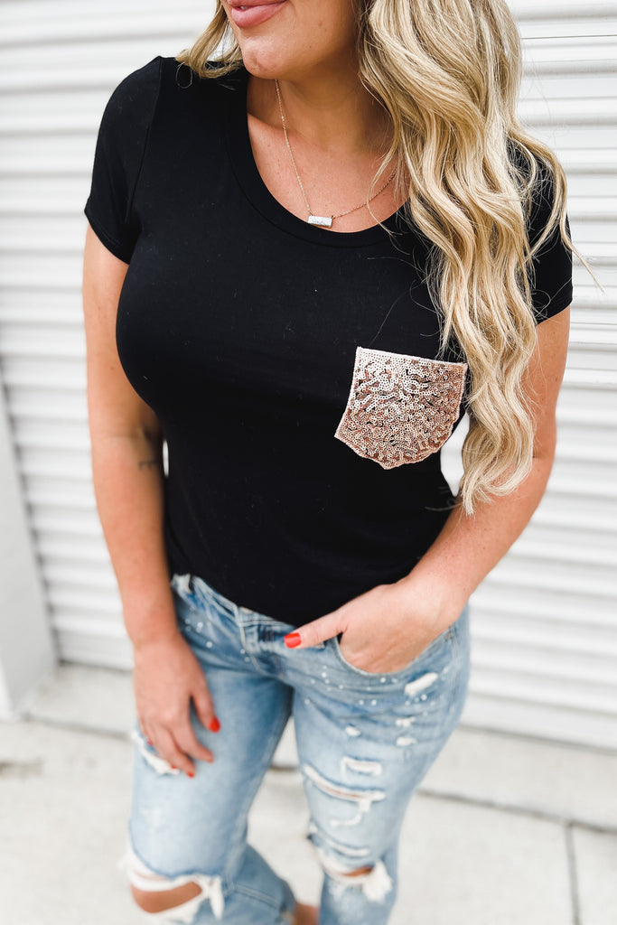 (More colors) Better than Basic Sequin Pocket Top