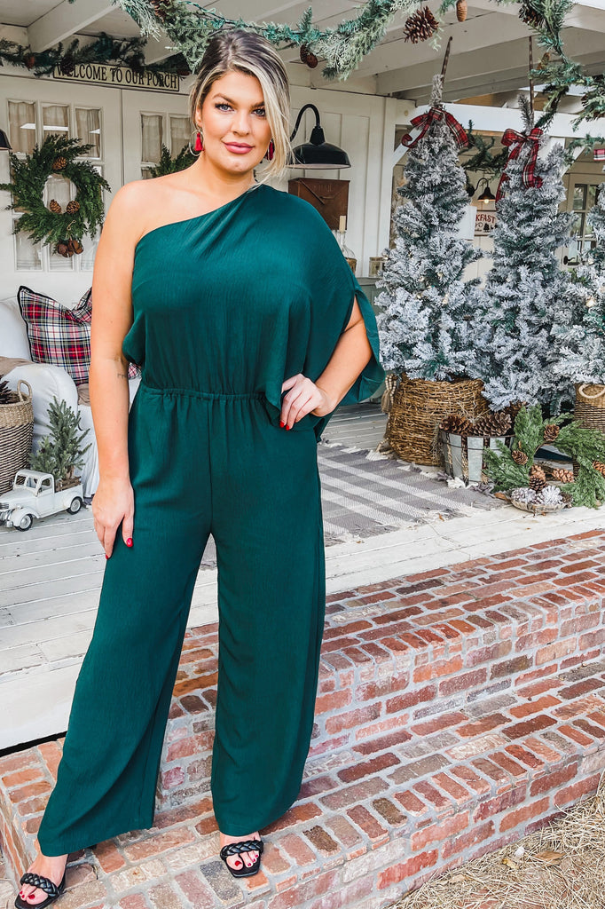 (More colors) Holiday Vibes One Shoulder Jumpsuit